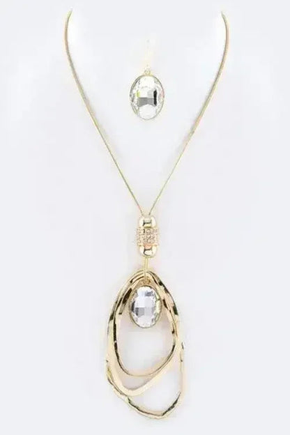 Crystal Drop &amp; Hoops Necklace Set