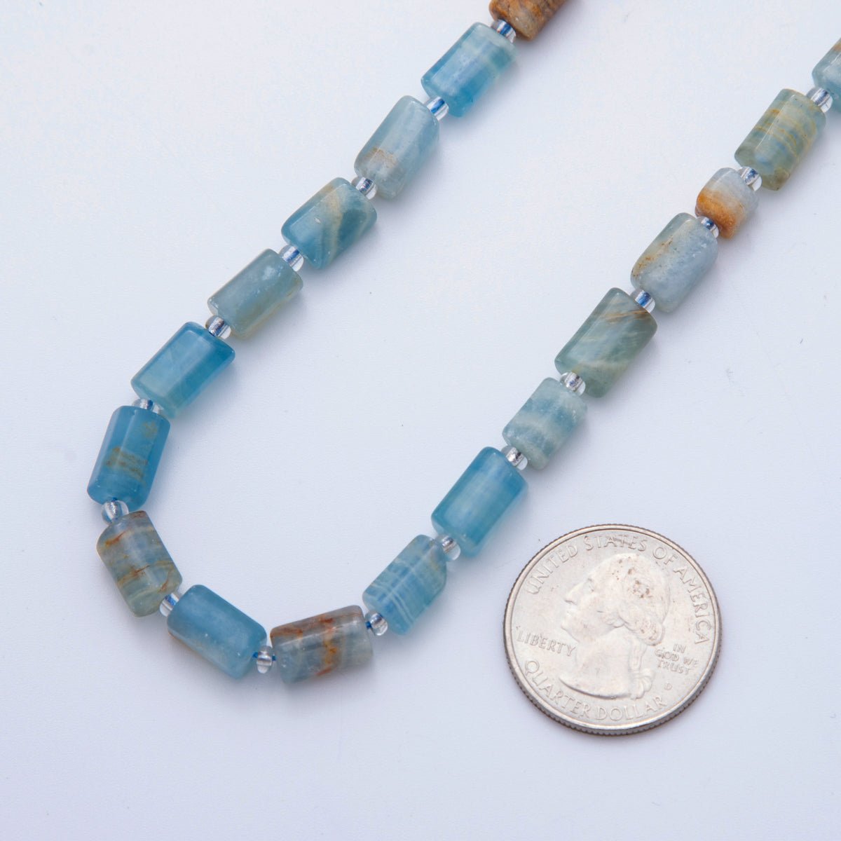 10.5mm Blue Calcite Bead Natural Gemstone Cylinder Tube Strand Finding | WA-1502