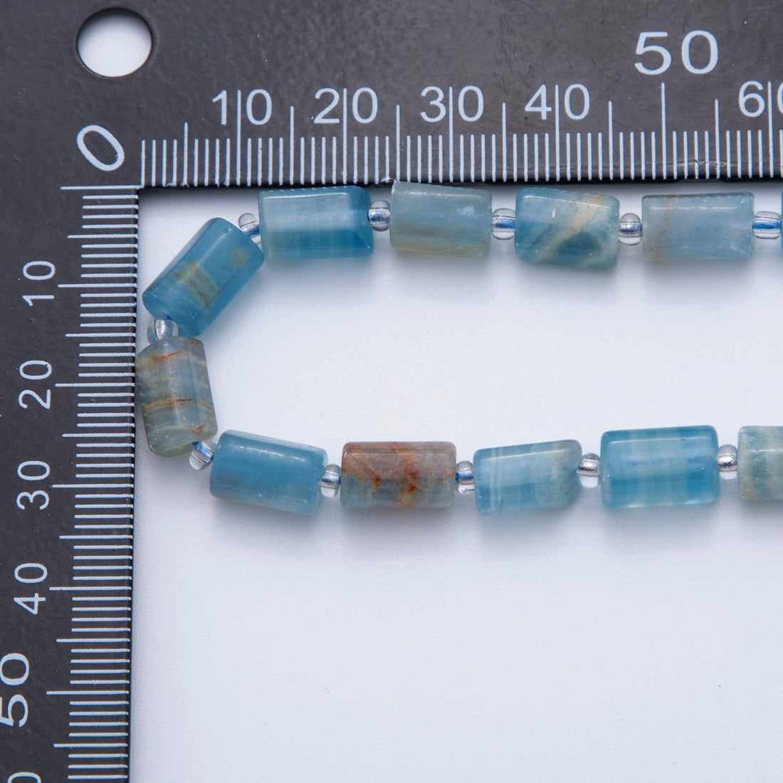 10.5mm Blue Calcite Bead Natural Gemstone Cylinder Tube Strand Finding | WA-1502
