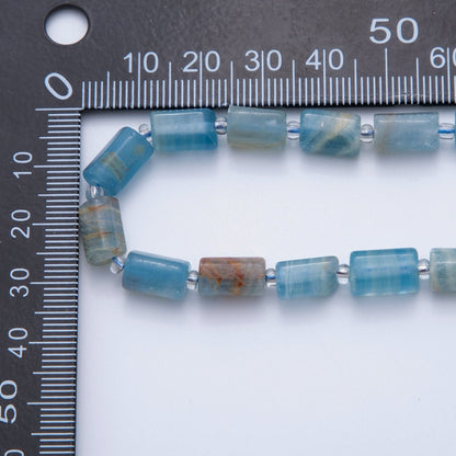 10.5mm Blue Calcite Bead Natural Gemstone Cylinder Tube Strand Finding | WA-1502