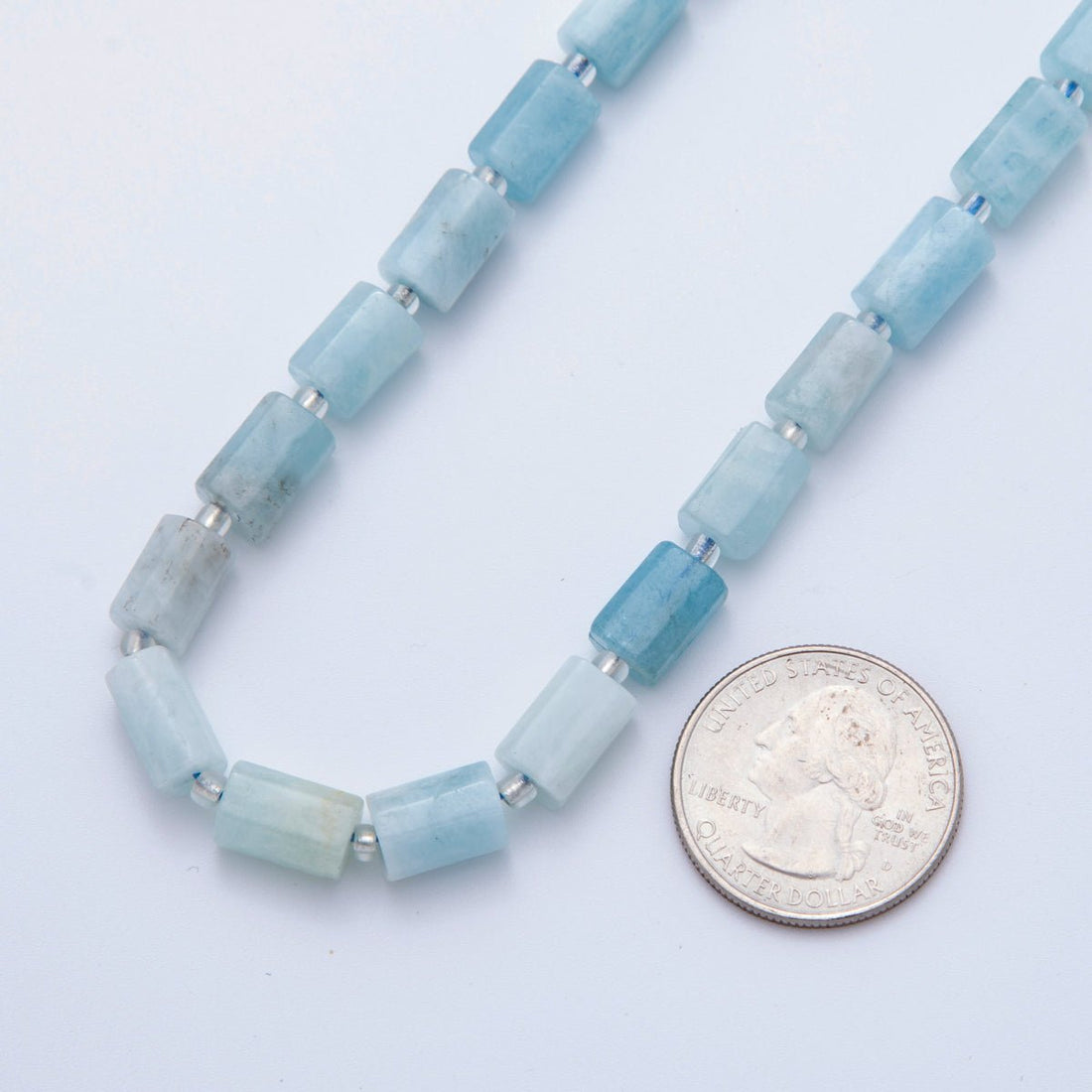 10.5mm Light Blue Aquamarine Bead Natural Gemstone Cylinder Tube Strand Finding | WA-1504