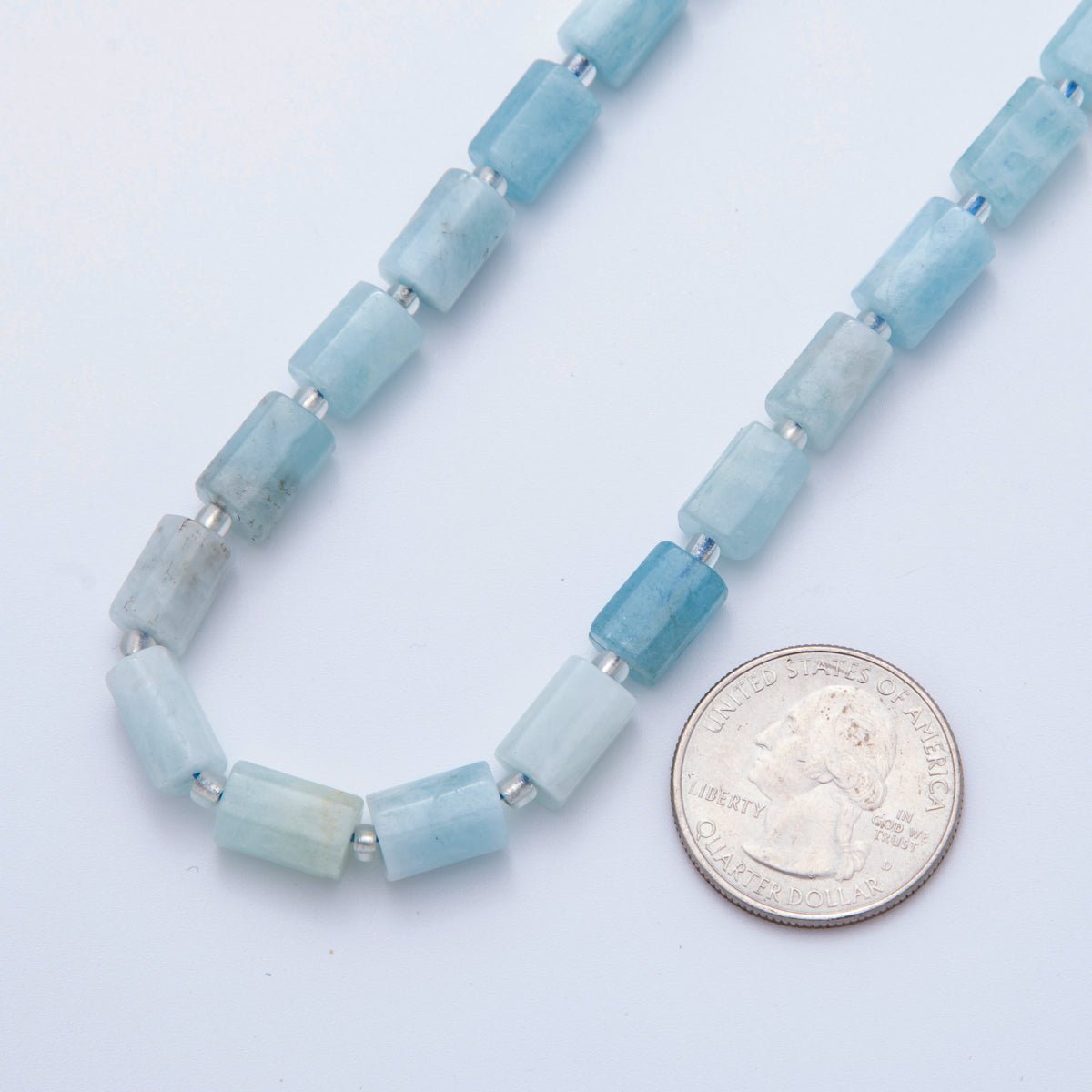 10.5mm Light Blue Aquamarine Bead Natural Gemstone Cylinder Tube Strand Finding | WA-1504