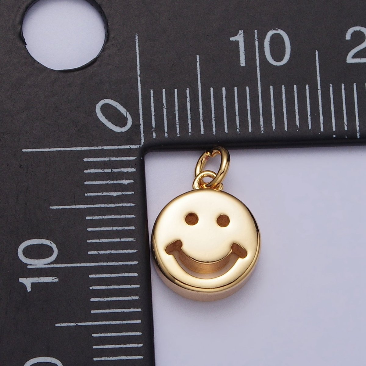 10.5mm Mini Smiley Face Emoji Round Add-On Charm in Gold &amp; Silver | AC225 AC298