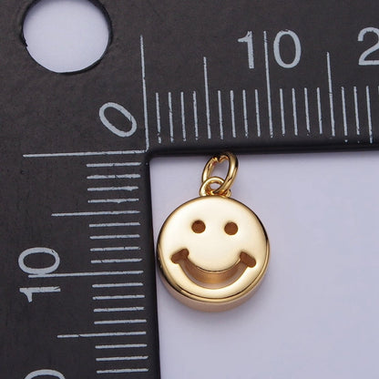 10.5mm Mini Smiley Face Emoji Round Add-On Charm in Gold &amp; Silver | AC225 AC298