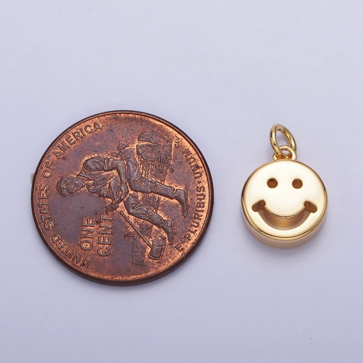 10.5mm Mini Smiley Face Emoji Round Add-On Charm in Gold &amp; Silver | AC225 AC298