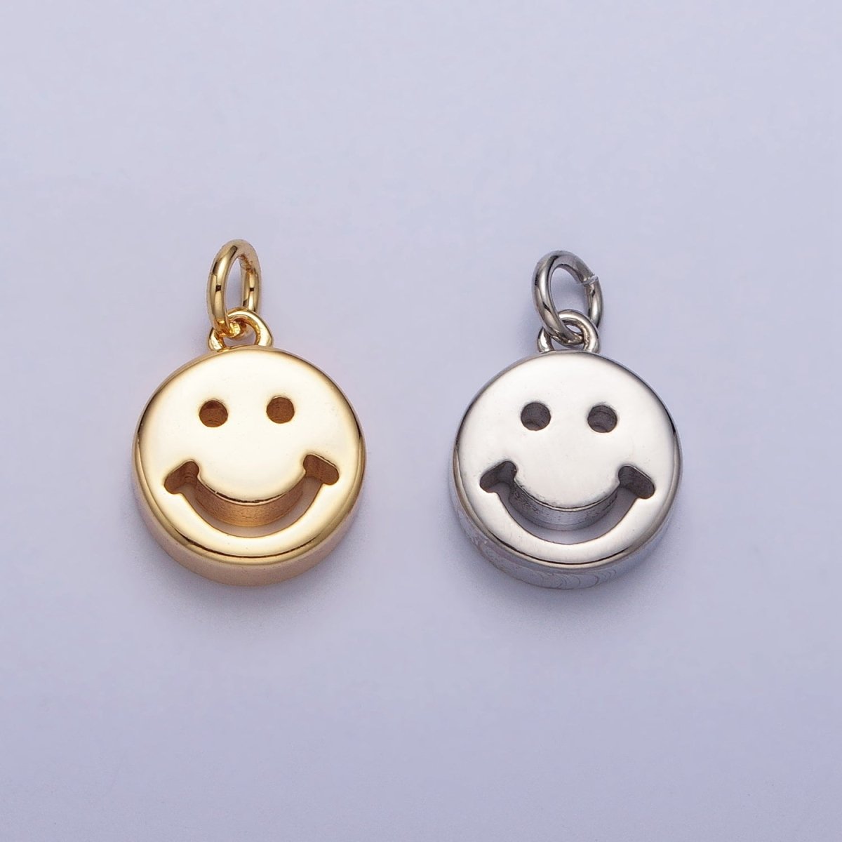 10.5mm Mini Smiley Face Emoji Round Add-On Charm in Gold &amp; Silver | AC225 AC298