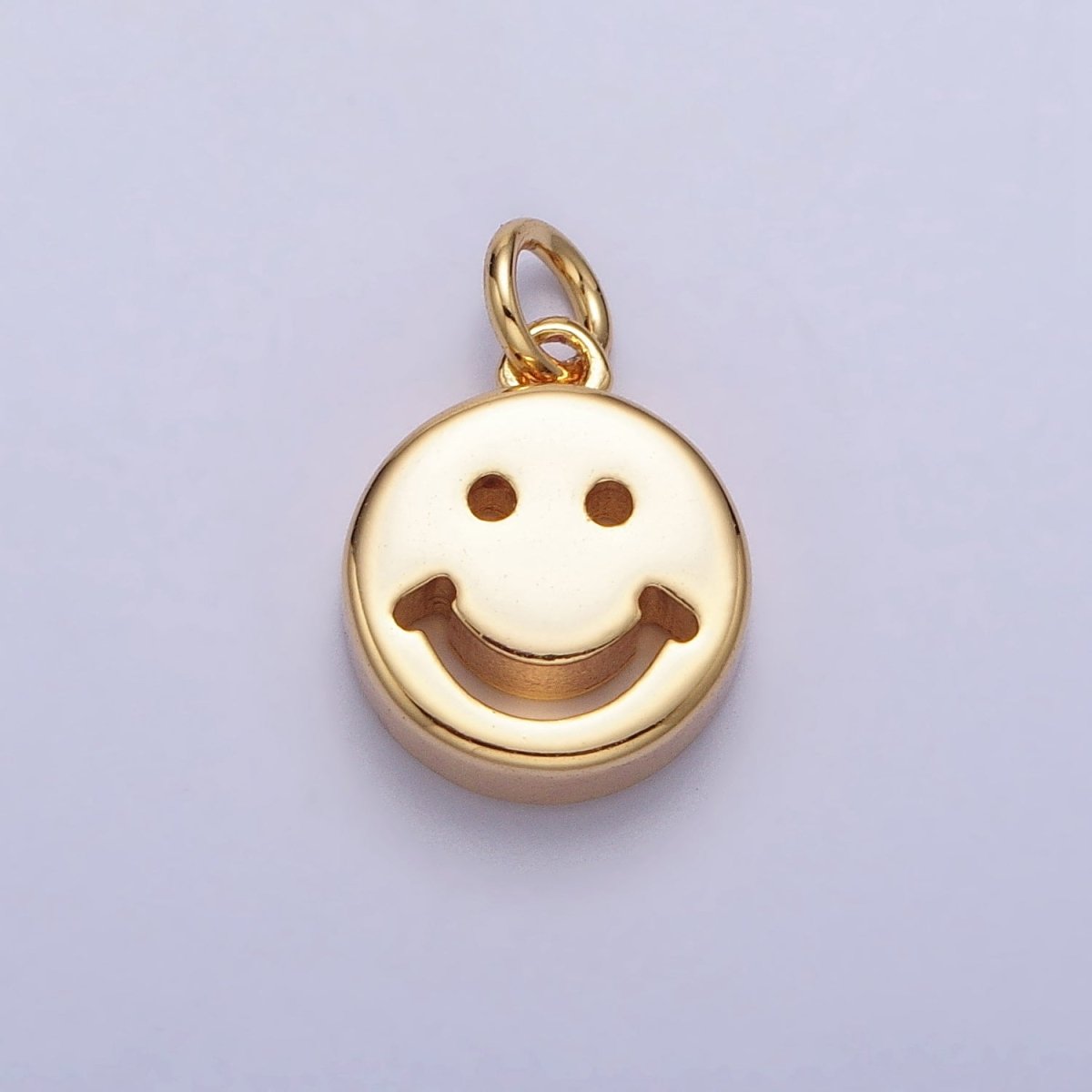 10.5mm Mini Smiley Face Emoji Round Add-On Charm in Gold &amp; Silver | AC225 AC298