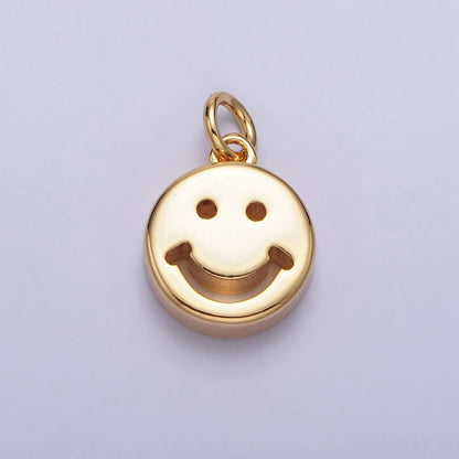 10.5mm Mini Smiley Face Emoji Round Add-On Charm in Gold &amp; Silver | AC225 AC298
