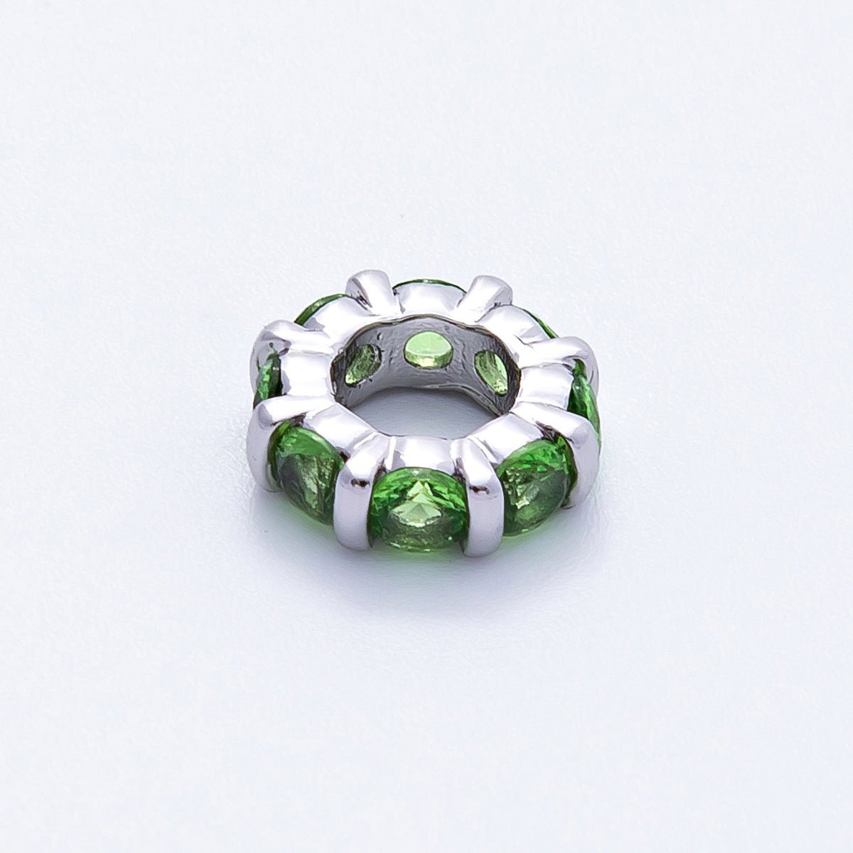 10.5mm Personalized Birthstone Micro Paved Round CZ Rondelle Spacer Set | Beads-00101 ~ Beads-00112