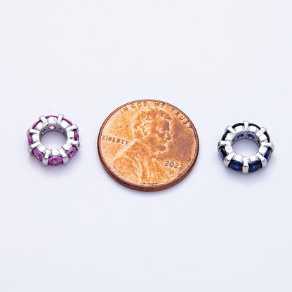 10.5mm Personalized Birthstone Micro Paved Round CZ Rondelle Spacer Set | Beads-00101 ~ Beads-00112