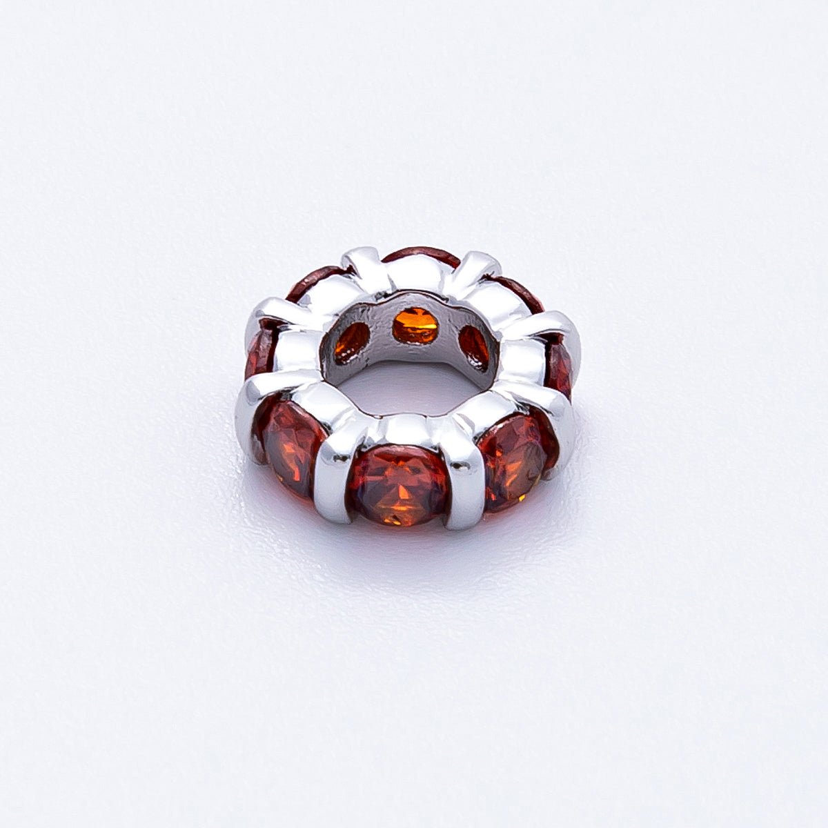 10.5mm Personalized Birthstone Micro Paved Round CZ Rondelle Spacer Set | Beads-00101 ~ Beads-00112