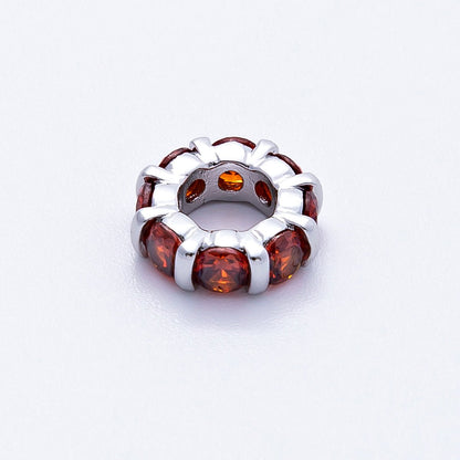 10.5mm Personalized Birthstone Micro Paved Round CZ Rondelle Spacer Set | Beads-00101 ~ Beads-00112