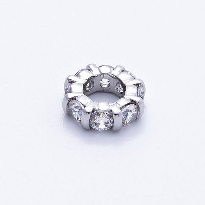 10.5mm Personalized Birthstone Micro Paved Round CZ Rondelle Spacer Set | Beads-00101 ~ Beads-00112