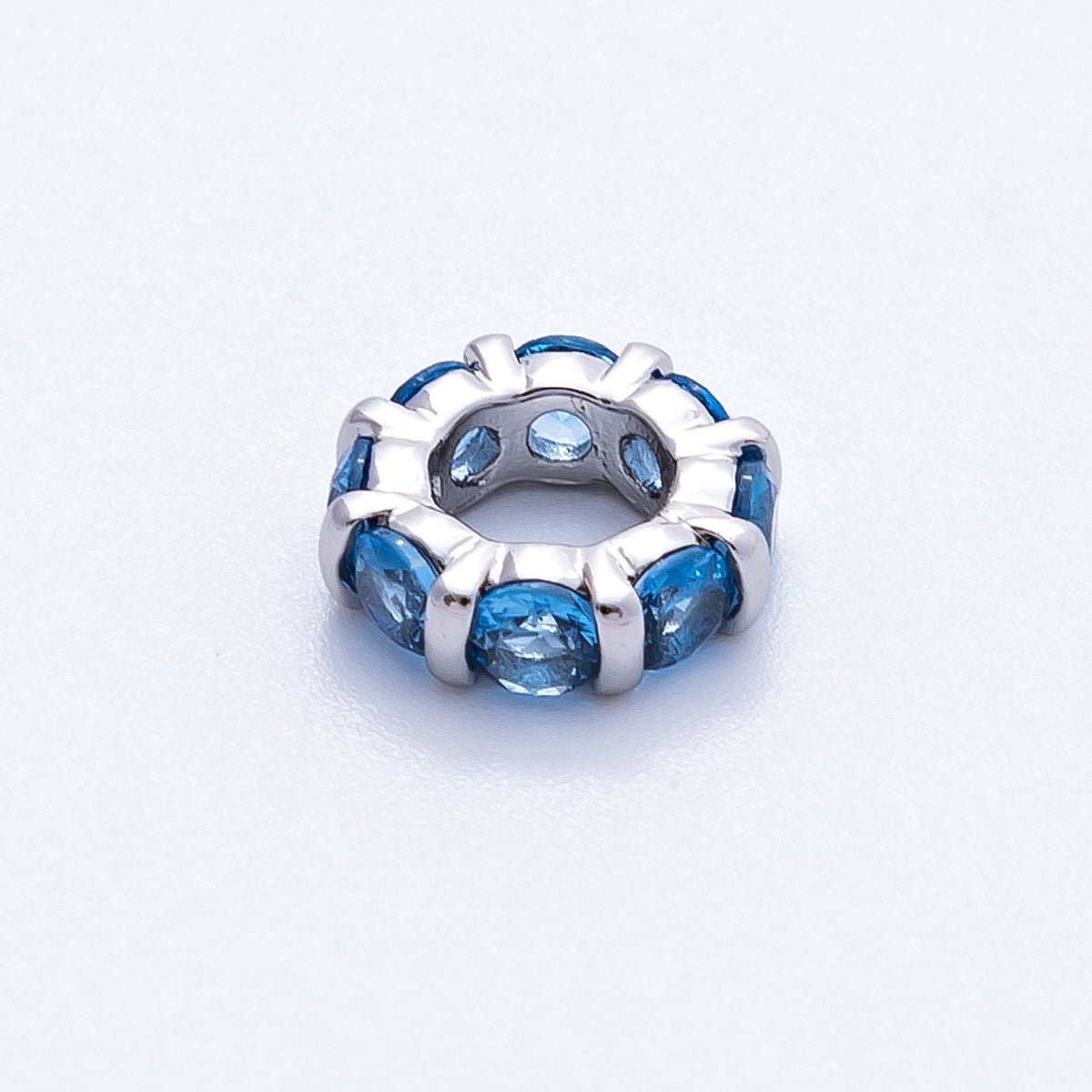 10.5mm Personalized Birthstone Micro Paved Round CZ Rondelle Spacer Set | Beads-00101 ~ Beads-00112