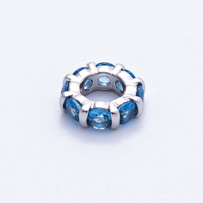 10.5mm Personalized Birthstone Micro Paved Round CZ Rondelle Spacer Set | Beads-00101 ~ Beads-00112
