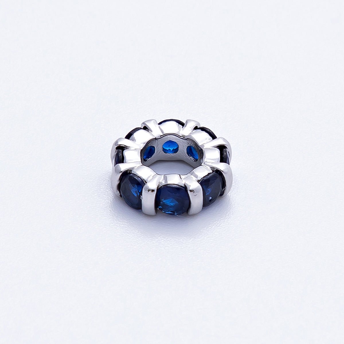 10.5mm Personalized Birthstone Micro Paved Round CZ Rondelle Spacer Set | Beads-00101 ~ Beads-00112