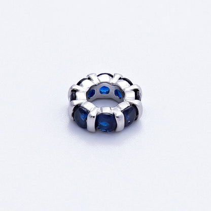 10.5mm Personalized Birthstone Micro Paved Round CZ Rondelle Spacer Set | Beads-00101 ~ Beads-00112