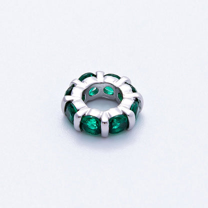10.5mm Personalized Birthstone Micro Paved Round CZ Rondelle Spacer Set | Beads-00101 ~ Beads-00112