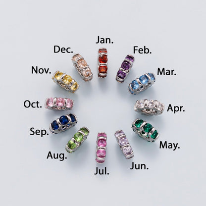 10.5mm Personalized Birthstone Micro Paved Round CZ Rondelle Spacer Set | Beads-00101 ~ Beads-00112