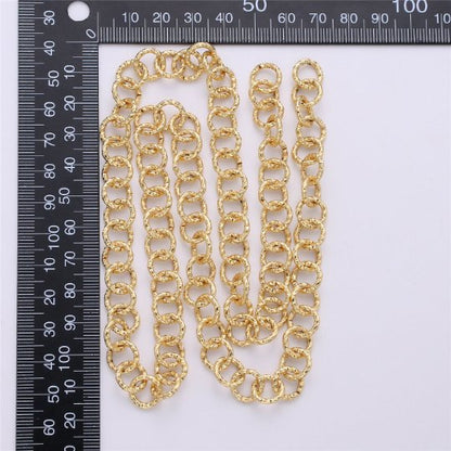 10.5mm Round ROLO Textured Link Chain, Silver 24K Gold Plated Chain by Yard For Necklace Bracelet Component, UNIQUE ROLO Chain | ROLL-090, ROLL-091 Clearance Pricing