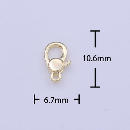 10.6mm Rounded Gold Lobster Clasps Closure Jewelry Making Supply | K-273