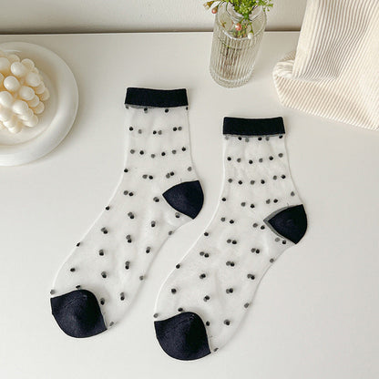 Women Socks New Fashion Long Transparent Cute Heart Thin Socks Female Summer Casual Sweet Funny Socks Stylish Ankle Socks For Women