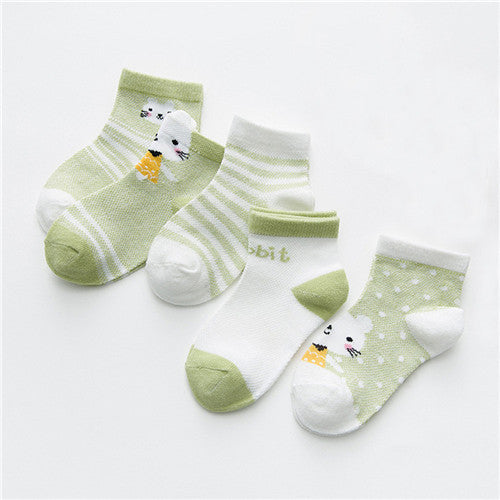5 Pairs Cute Summer Breathable Mesh Cotton Infant Baby Socks For Newborn Boys And Girls
