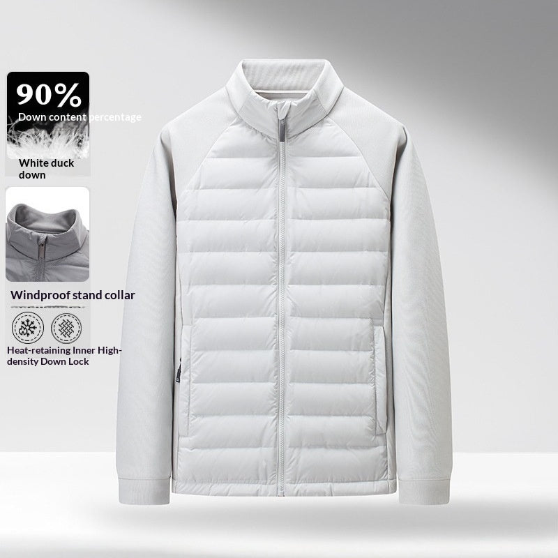 Mens Stand-Up Collar Patchwork Lightweight &amp; Warm Down Jacket