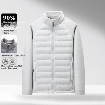Mens Stand-Up Collar Patchwork Lightweight &amp; Warm Down Jacket