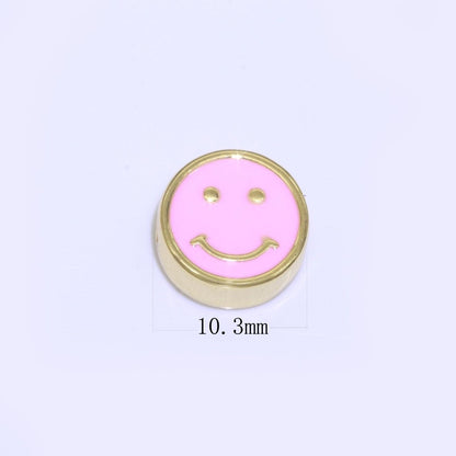 10mm Enamel Heart Smiley Face Bead, Emoji Bead, Happy Face, Gold Cute Spacer Bead, Necklace And Bracelet Making, Jewelry Supply B-609 B-610