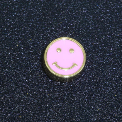 10mm Enamel Heart Smiley Face Bead, Emoji Bead, Happy Face, Gold Cute Spacer Bead, Necklace And Bracelet Making, Jewelry Supply B-609 B-610