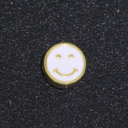 10mm Enamel Heart Smiley Face Bead, Emoji Bead, Happy Face, Gold Cute Spacer Bead, Necklace And Bracelet Making, Jewelry Supply B-609 B-610