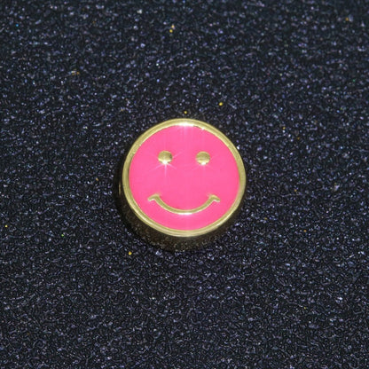 10mm Enamel Heart Smiley Face Bead, Emoji Bead, Happy Face, Gold Cute Spacer Bead, Necklace And Bracelet Making, Jewelry Supply B-609 B-610