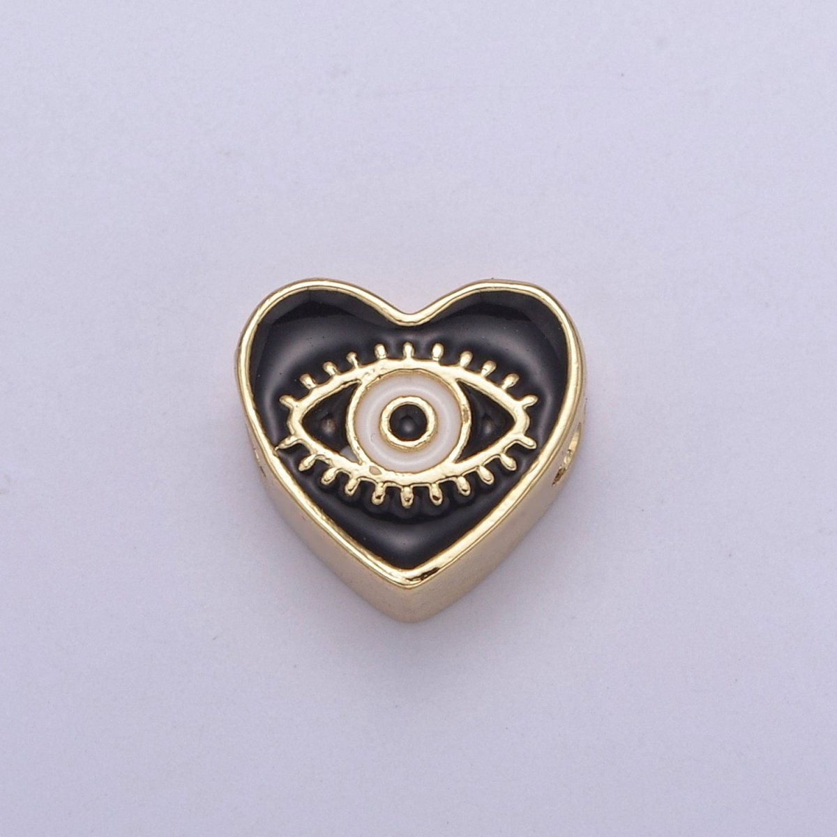 10mm Evil eye beads, Heart eye jewelry beads, Heart beads, Black Blue White Enamel bead spacer for Bracelet Component B-190