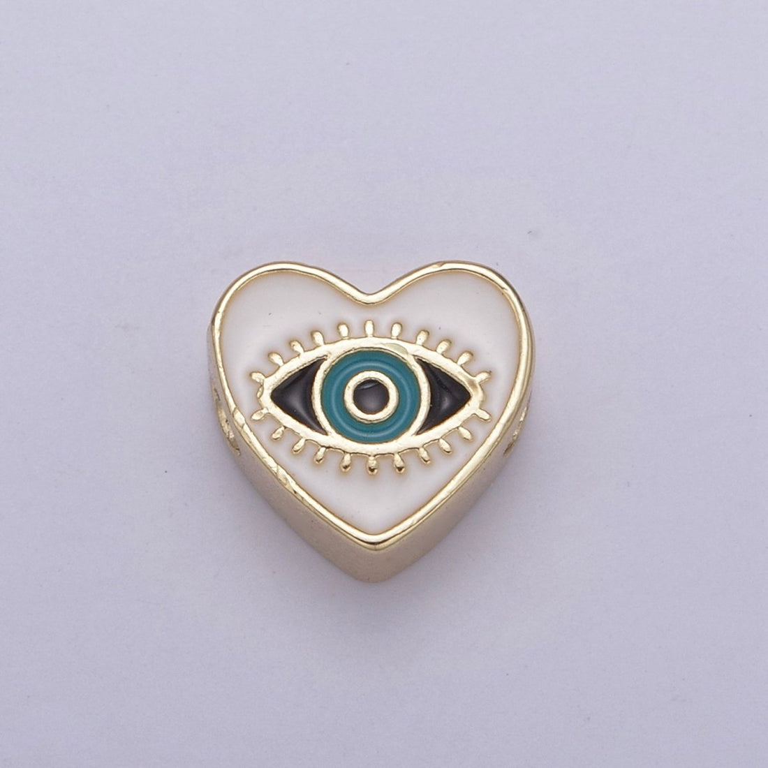 10mm Evil eye beads, Heart eye jewelry beads, Heart beads, Black Blue White Enamel bead spacer for Bracelet Component B-190