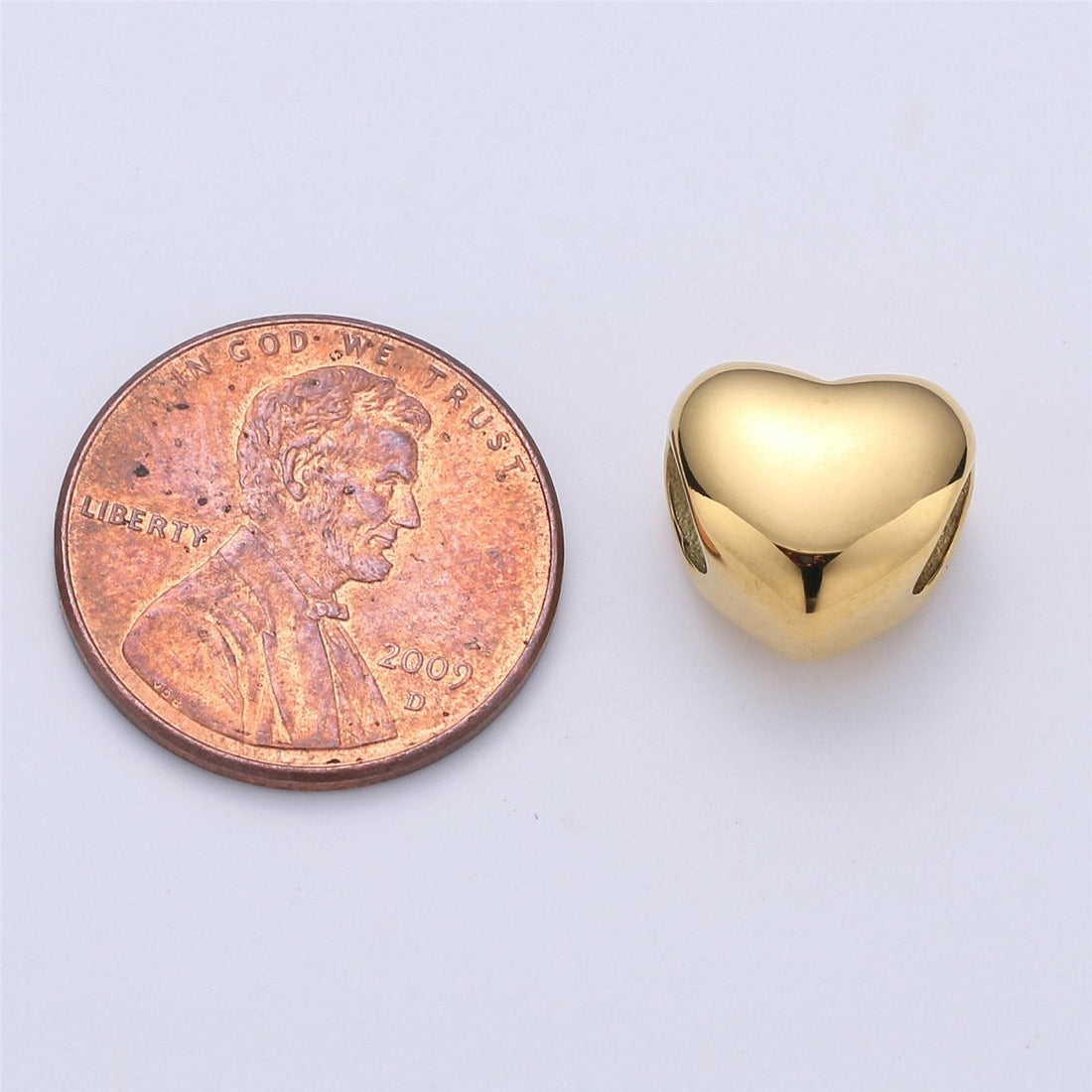 10mm Gold Filled Heart Beads, Bracelet Connector Charm Necklace Pendant, Bead, Spacer, Findings for Bracelet / Necklace Jewelry Making, B-442