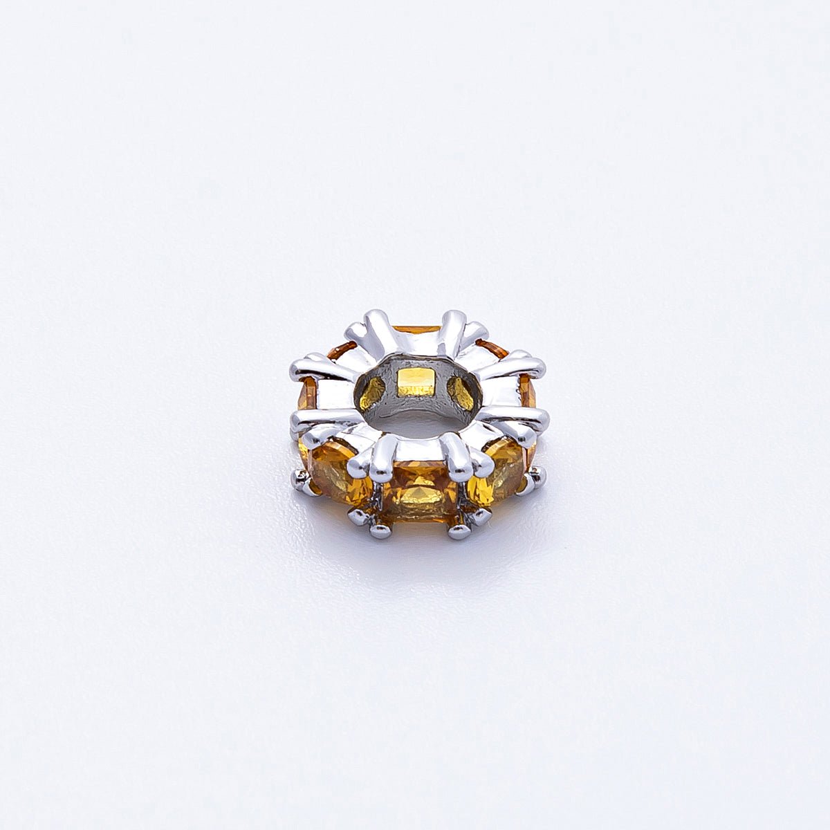 10mm Personalized Baguette Birthstone CZ Rondelle Spacer Set | Beads-00077 ~ Beads-00088