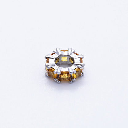 10mm Personalized Baguette Birthstone CZ Rondelle Spacer Set | Beads-00077 ~ Beads-00088