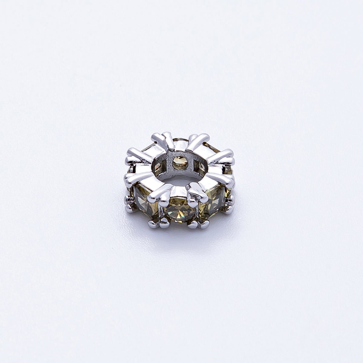 10mm Personalized Baguette Birthstone CZ Rondelle Spacer Set | Beads-00077 ~ Beads-00088