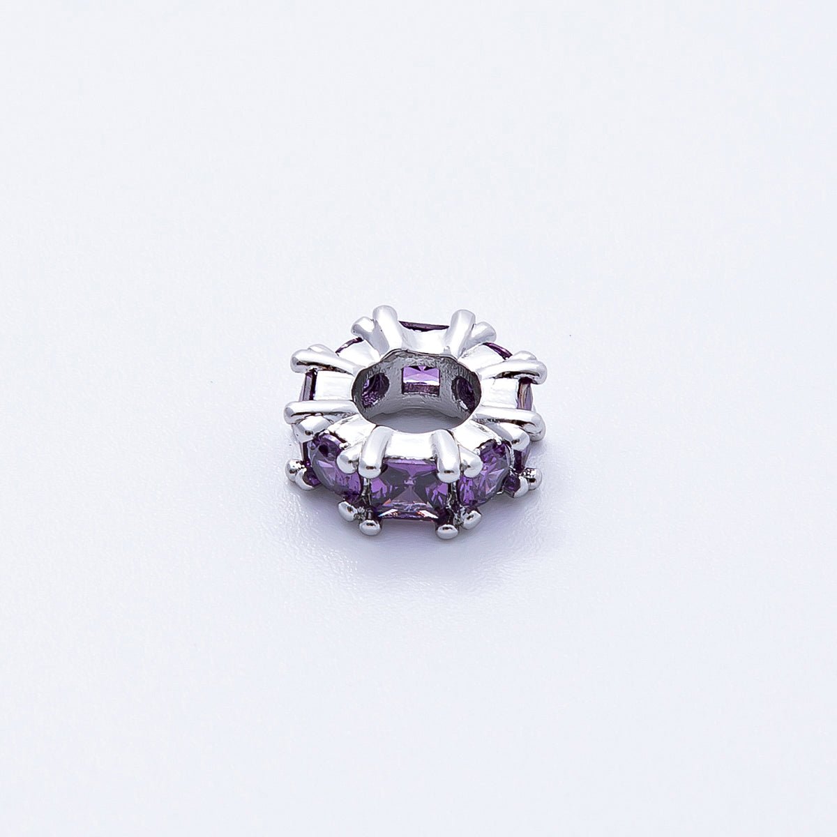 10mm Personalized Baguette Birthstone CZ Rondelle Spacer Set | Beads-00077 ~ Beads-00088