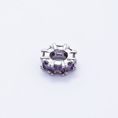 10mm Personalized Baguette Birthstone CZ Rondelle Spacer Set | Beads-00077 ~ Beads-00088