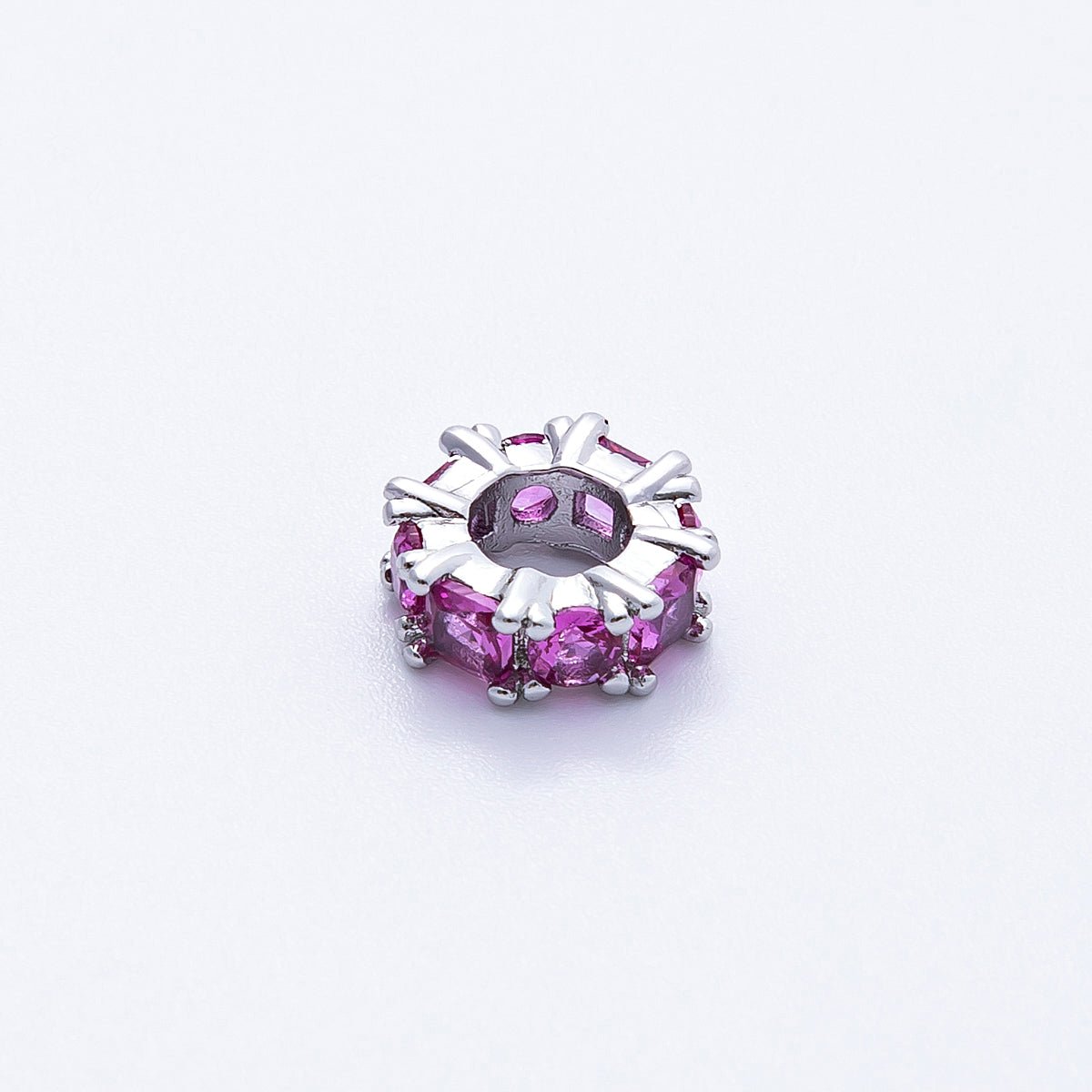 10mm Personalized Baguette Birthstone CZ Rondelle Spacer Set | Beads-00077 ~ Beads-00088