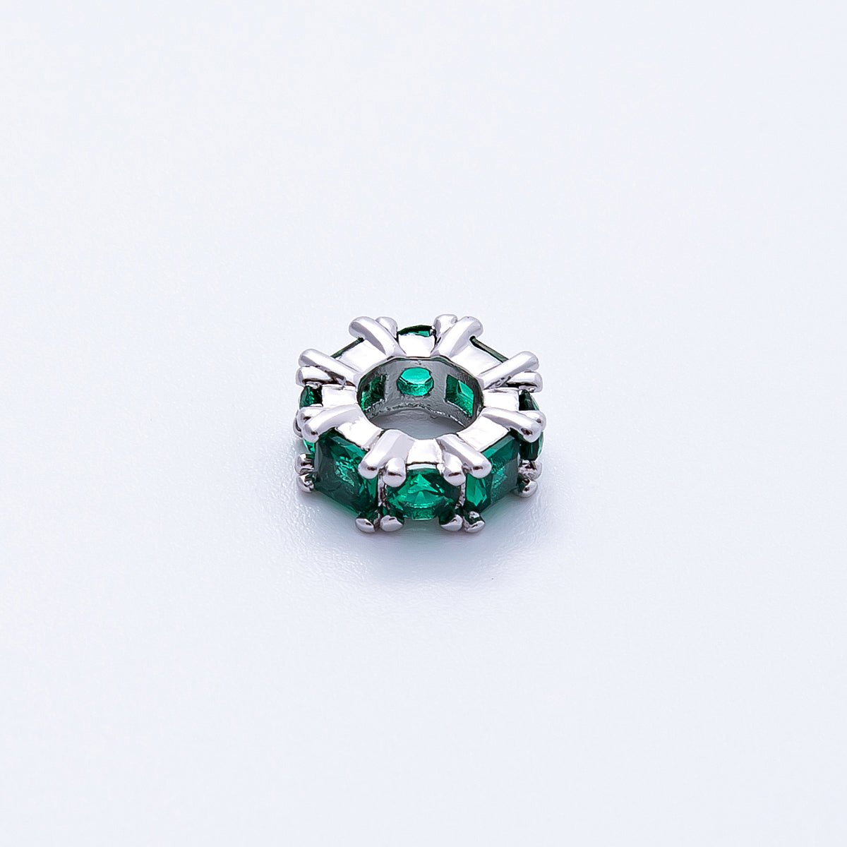 10mm Personalized Baguette Birthstone CZ Rondelle Spacer Set | Beads-00077 ~ Beads-00088