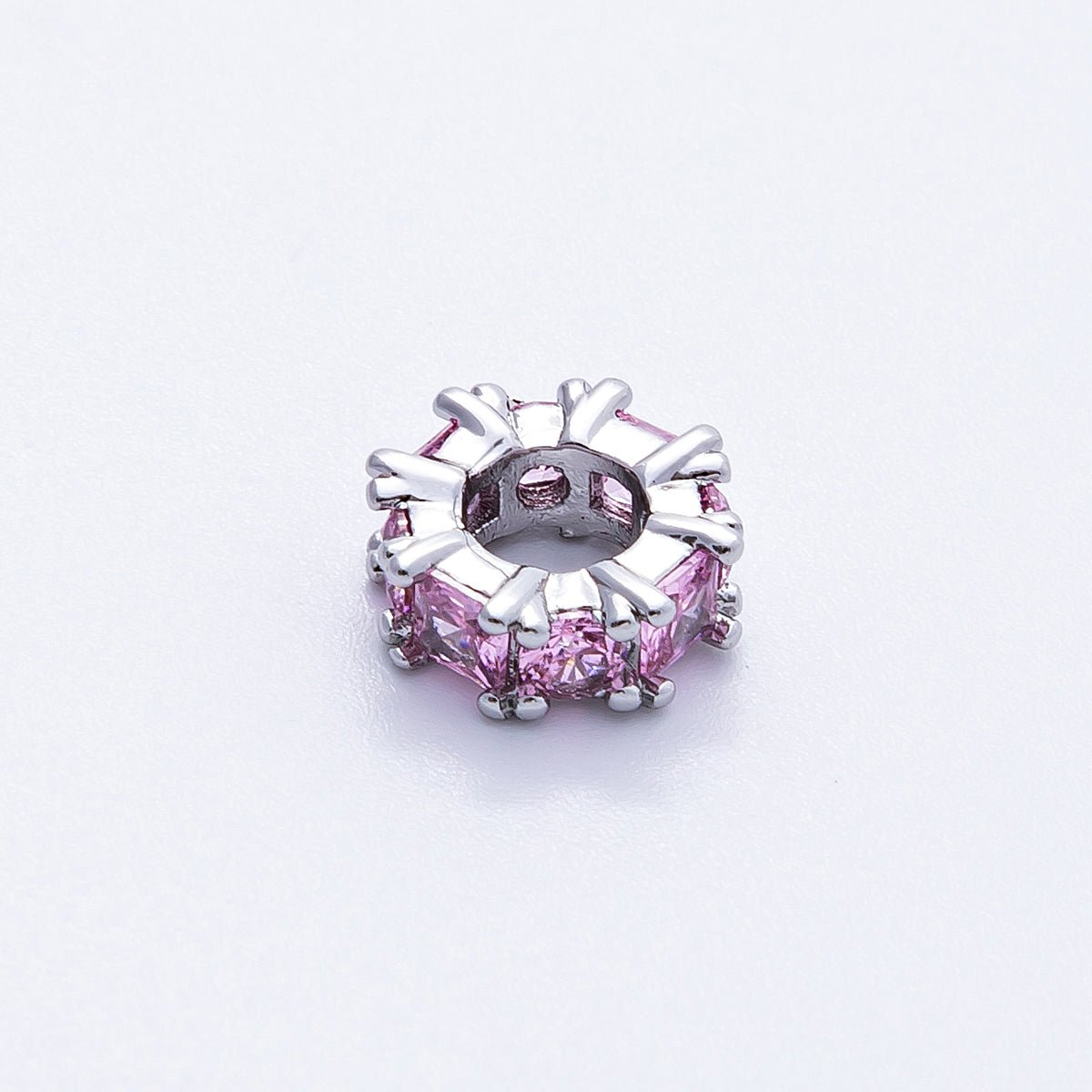 10mm Personalized Baguette Birthstone CZ Rondelle Spacer Set | Beads-00077 ~ Beads-00088