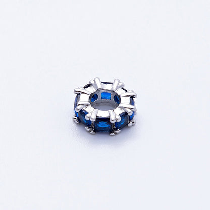 10mm Personalized Baguette Birthstone CZ Rondelle Spacer Set | Beads-00077 ~ Beads-00088