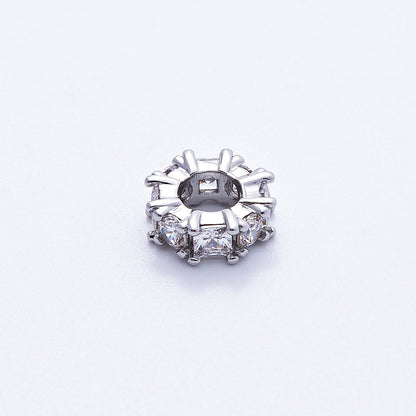 10mm Personalized Baguette Birthstone CZ Rondelle Spacer Set | Beads-00077 ~ Beads-00088