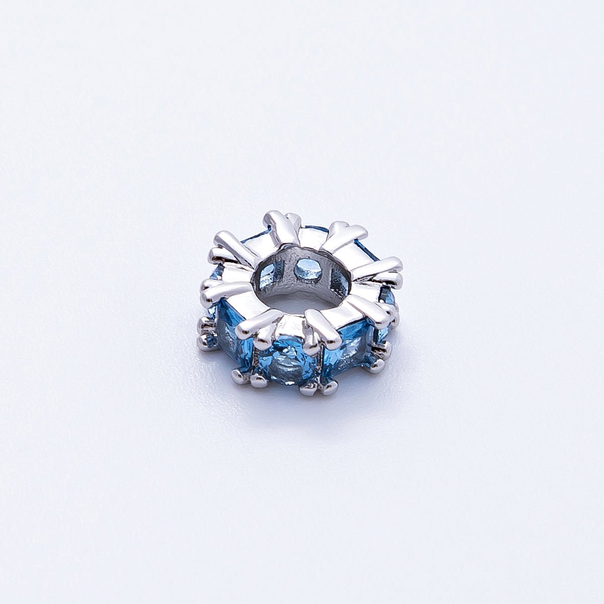 10mm Personalized Baguette Birthstone CZ Rondelle Spacer Set | Beads-00077 ~ Beads-00088