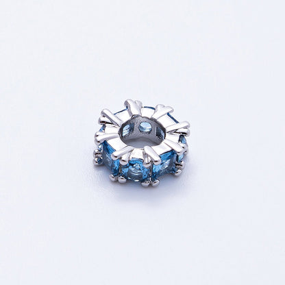 10mm Personalized Baguette Birthstone CZ Rondelle Spacer Set | Beads-00077 ~ Beads-00088