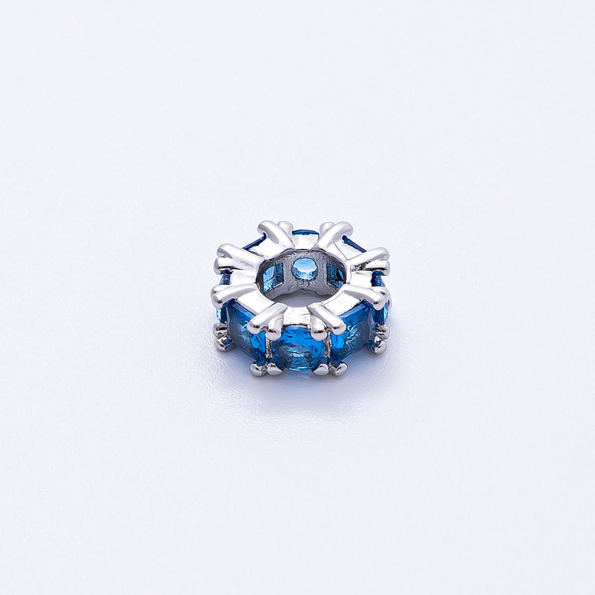 10mm Personalized Baguette Birthstone CZ Rondelle Spacer Set | Beads-00077 ~ Beads-00088