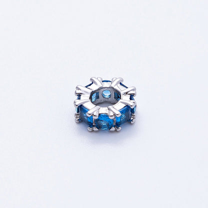 10mm Personalized Baguette Birthstone CZ Rondelle Spacer Set | Beads-00077 ~ Beads-00088